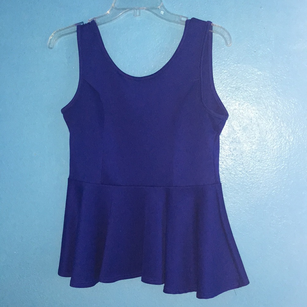 Blue Peplum Top + Necklace